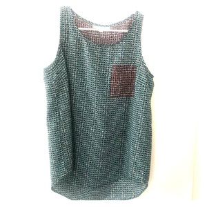 Olive & oak green/blue/red top